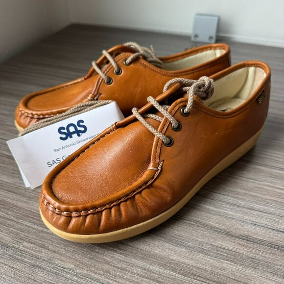SAS Siesta 40th Anniversary Handsewn Lace Up Loafers Shoes$129 in British Tan - Picture 4 of 12
